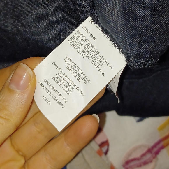 NWT Cubavera 100% linen short sleeve button up dress black Small - Picture 7 of 8